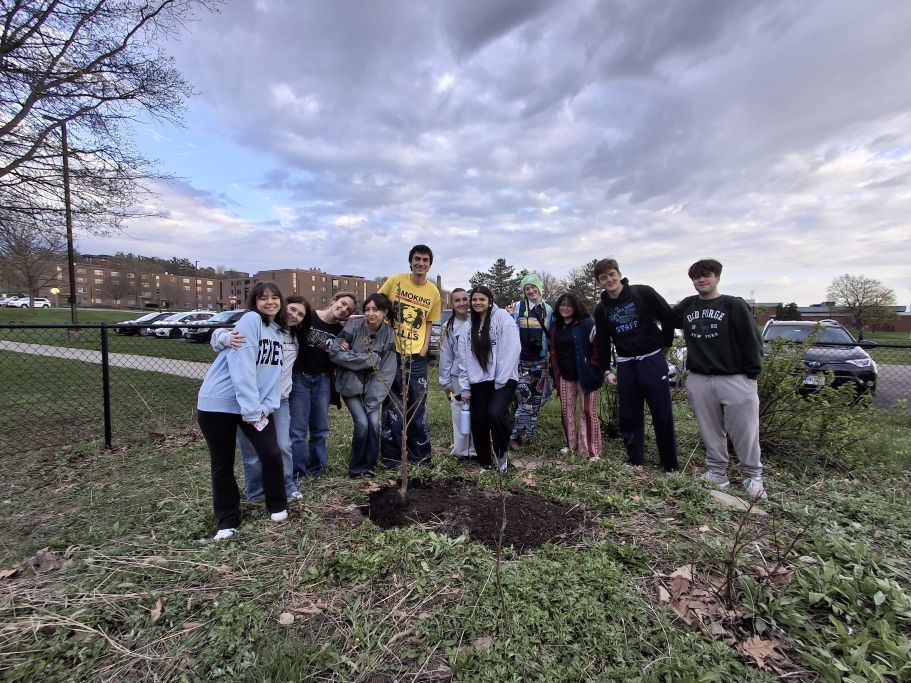 WGSU staffers with the 2026 Earth Day Cherry Tree